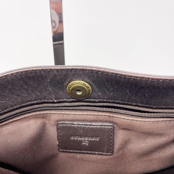 Burberry Nova Check Leather Shoulder Bag Leather Trim Brown Gold Tone Hardware - Picture 12 of 15